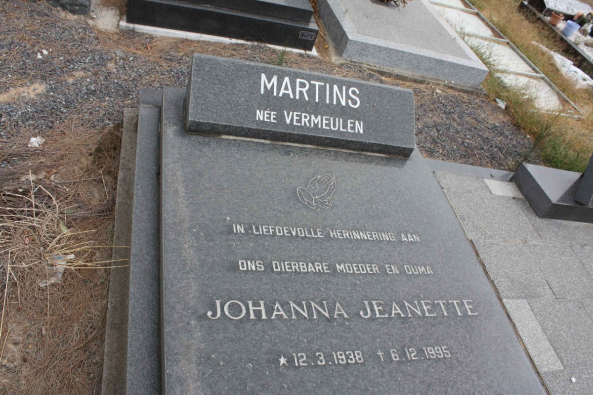 MARTINS Johanna Jeanette nee VERMEULEN 1938-1995