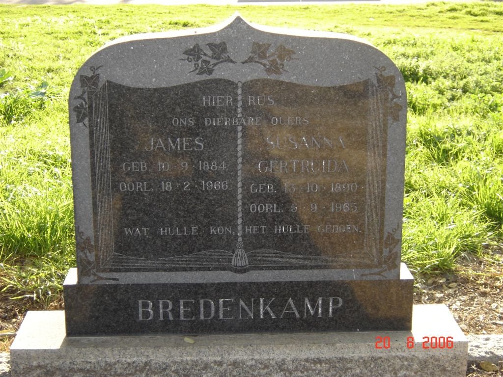 BREDENKAMP James 1884-1966 &amp;  Susanna Gertruida 1890-1965