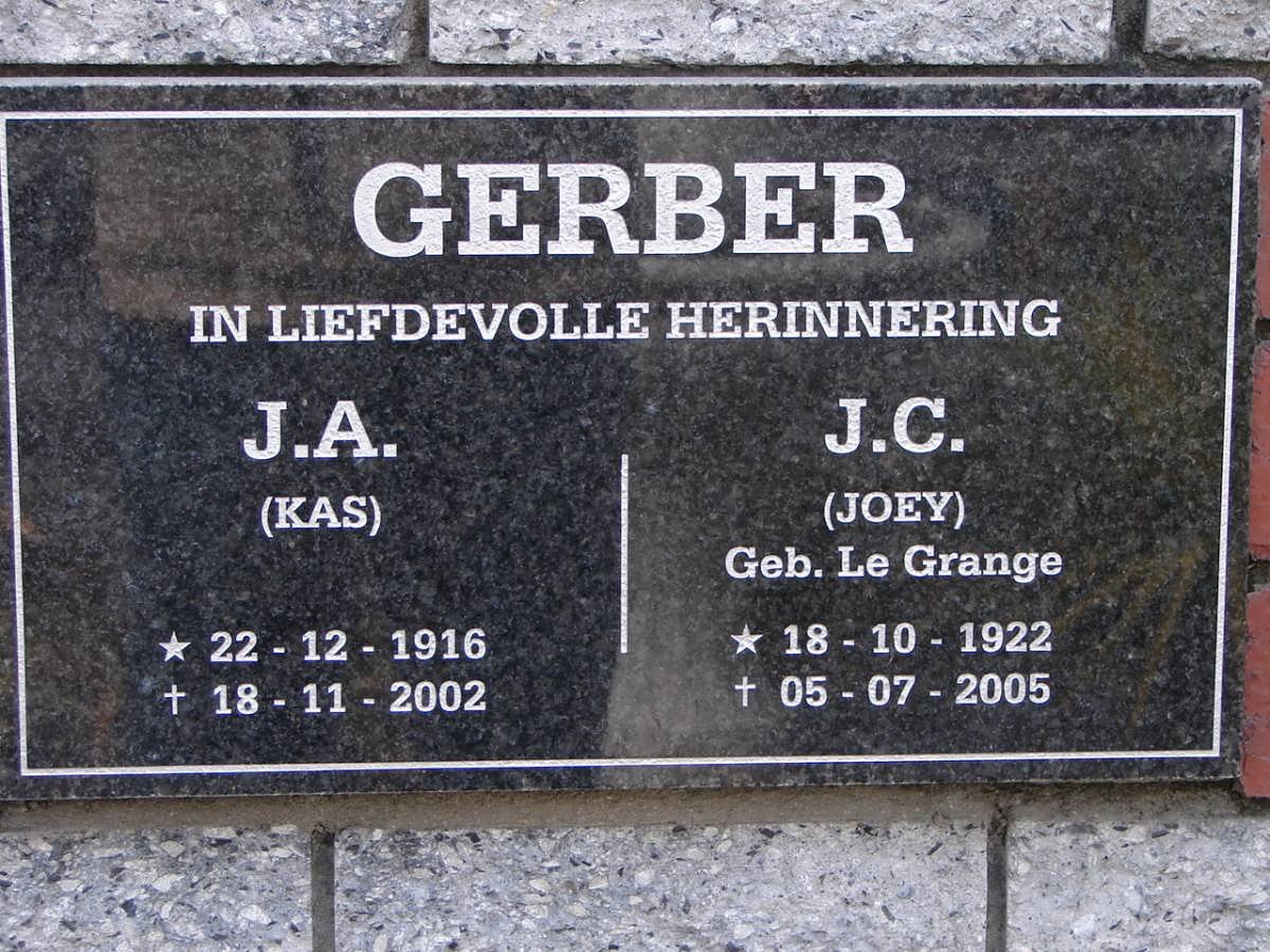 GERBER J.A. 1916-2002 &amp; J.C. LE GRANGE 1922-2005