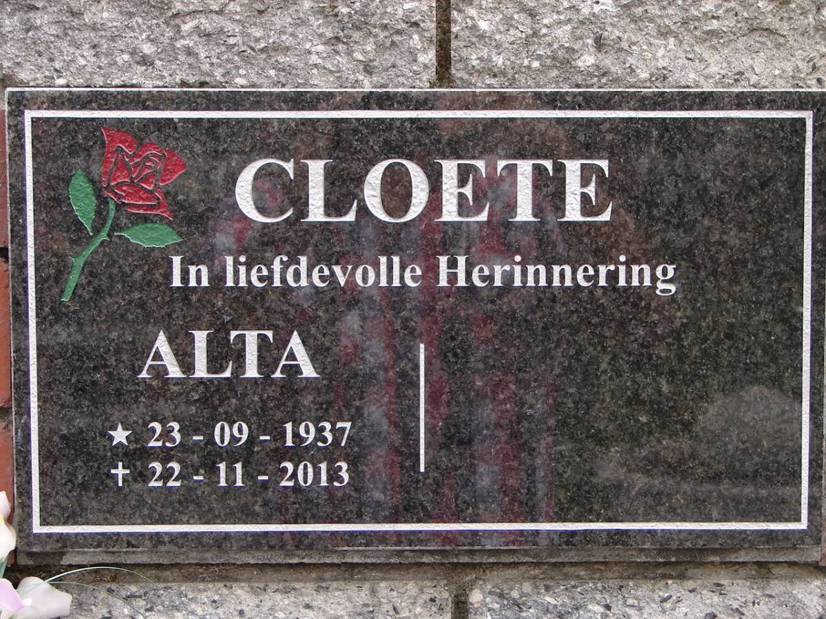 CLOETE Alta 1937-2013