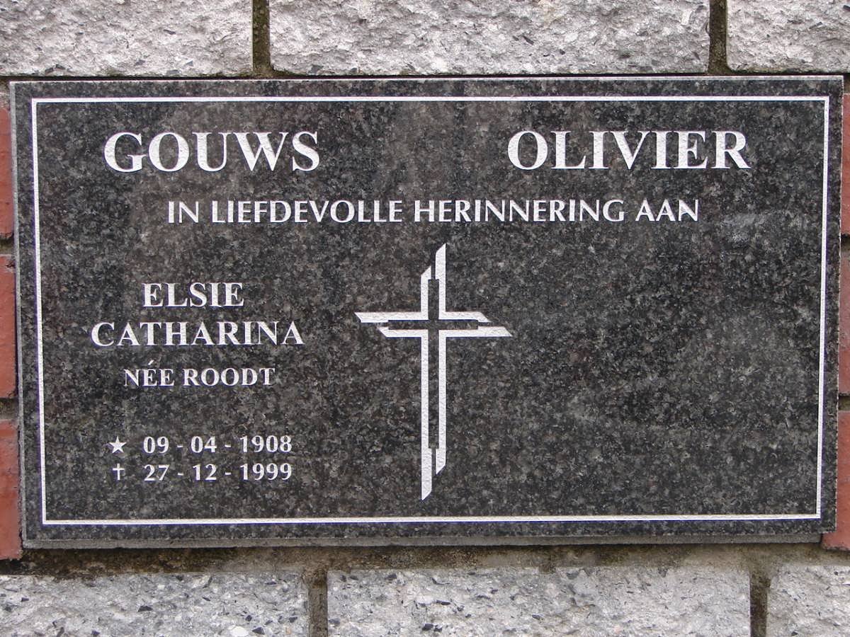 GOUWS Elsie Catharina nee ROODT 1908-1999 :: OLIVIER