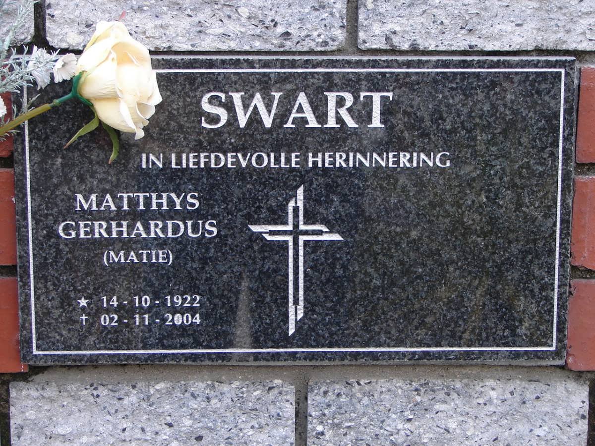 SWART Matthys Gerhardus 1922-2004