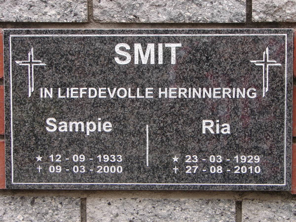 SMIT Sampie 1933-2000 &amp; Ria 1929-2010