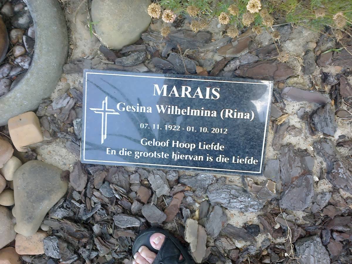 MARAIS Gesina Wilhelmina 1922-2012