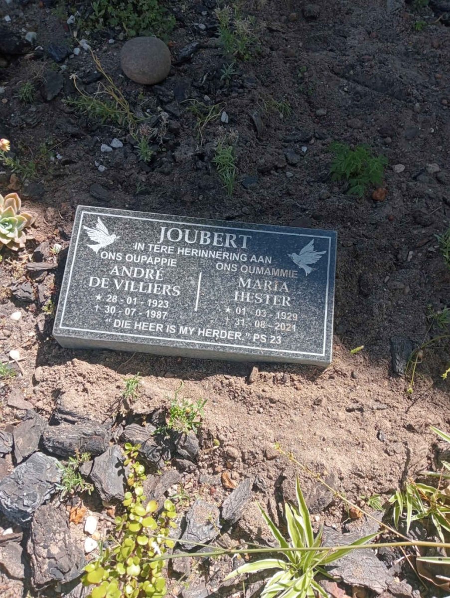 JOUBERT André De Villiers 1923-1987 & Maria Hester 1929-2021
