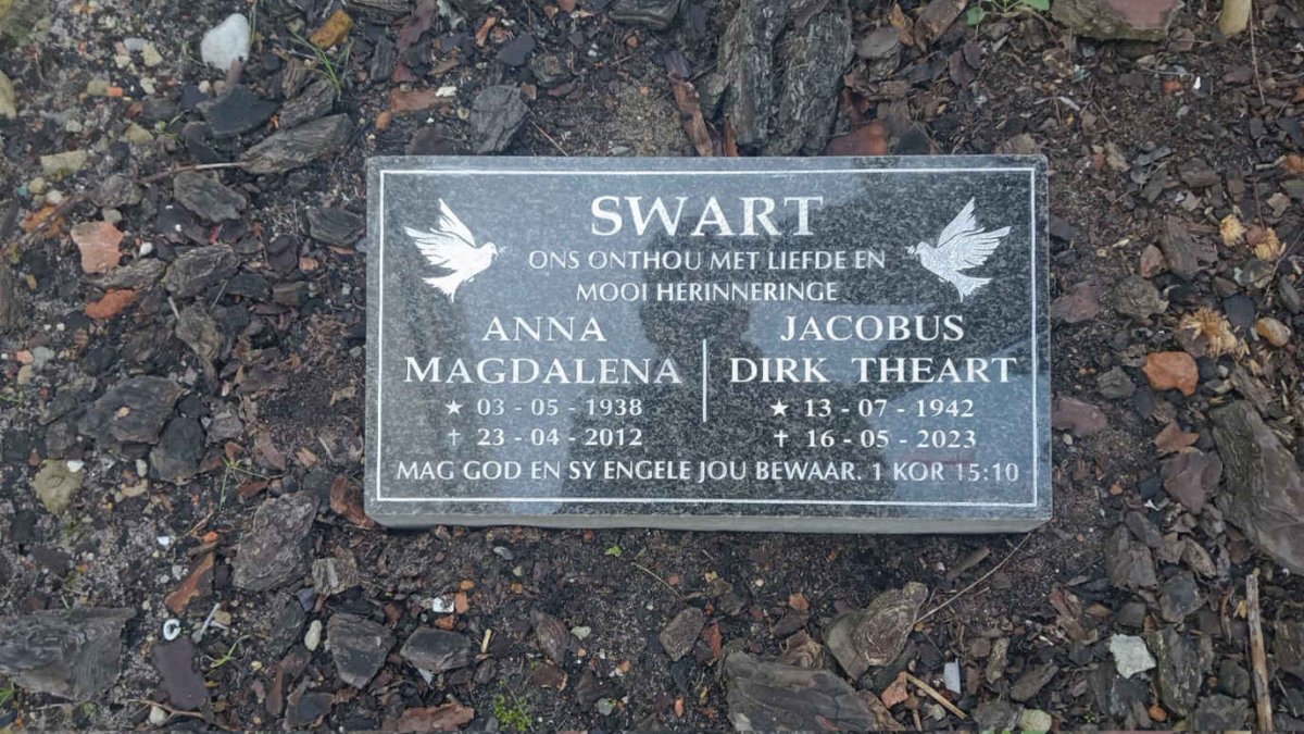 SWART Jacobus Dirk Theart 1942-2023 &amp; Anna Magdalena 1938-2012