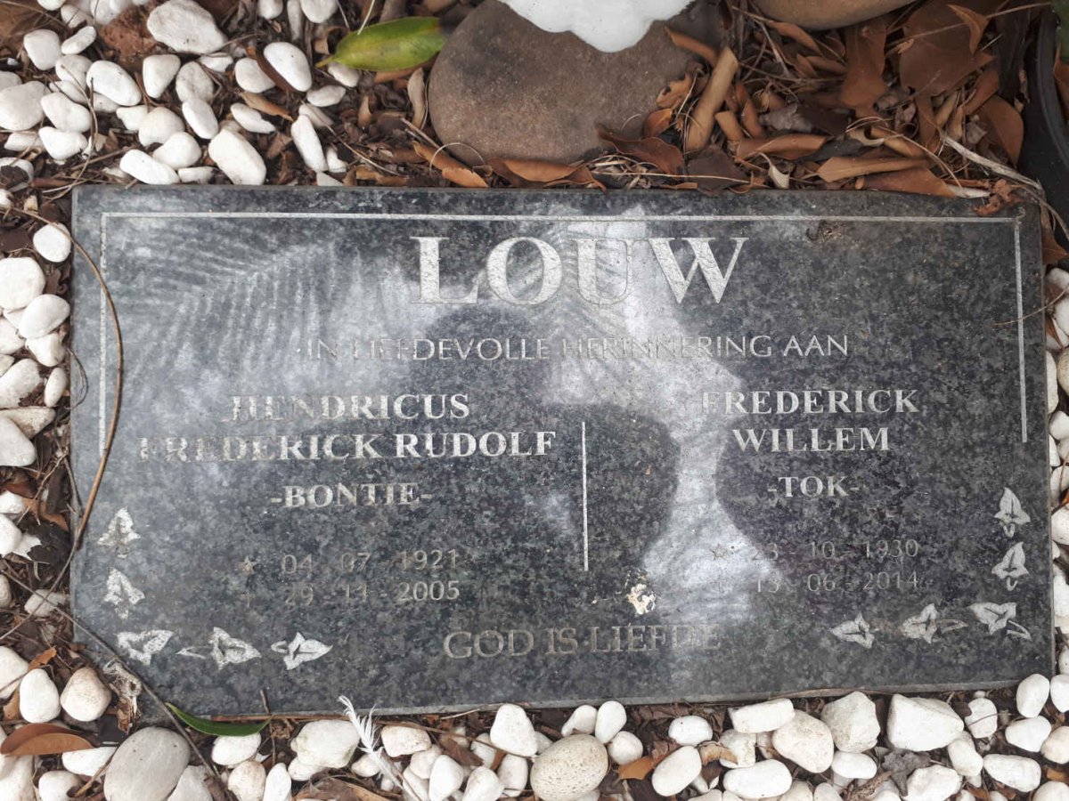 LOUW Hendricus Frederick Rudolf 1921-2005 &amp; Frederick Willem 1930-2014