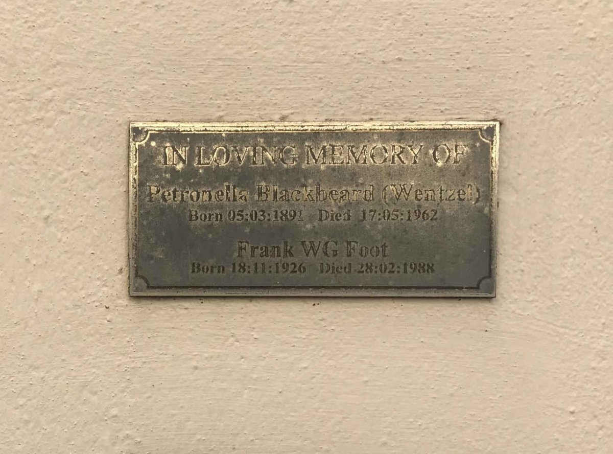 BLACKBEARD Petronella nee WENTZEL 1891-1962 :: FOOT Frank W.G. 1926-1988