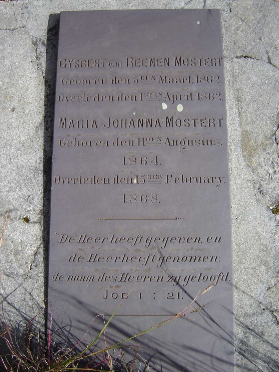 MOSTERT Gysbert van Reenen 1862-1862 :: MOSTERT Maria Johanna 1864-1868