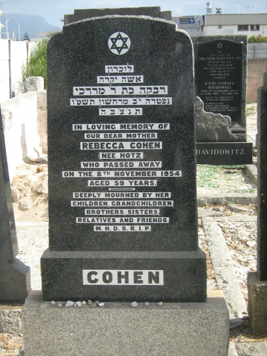 COHEN Rebecca nee HOTZ  -1954