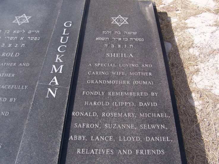 GLUCKMAN Harold 1917-2008 &amp; Sheila 1925-2001