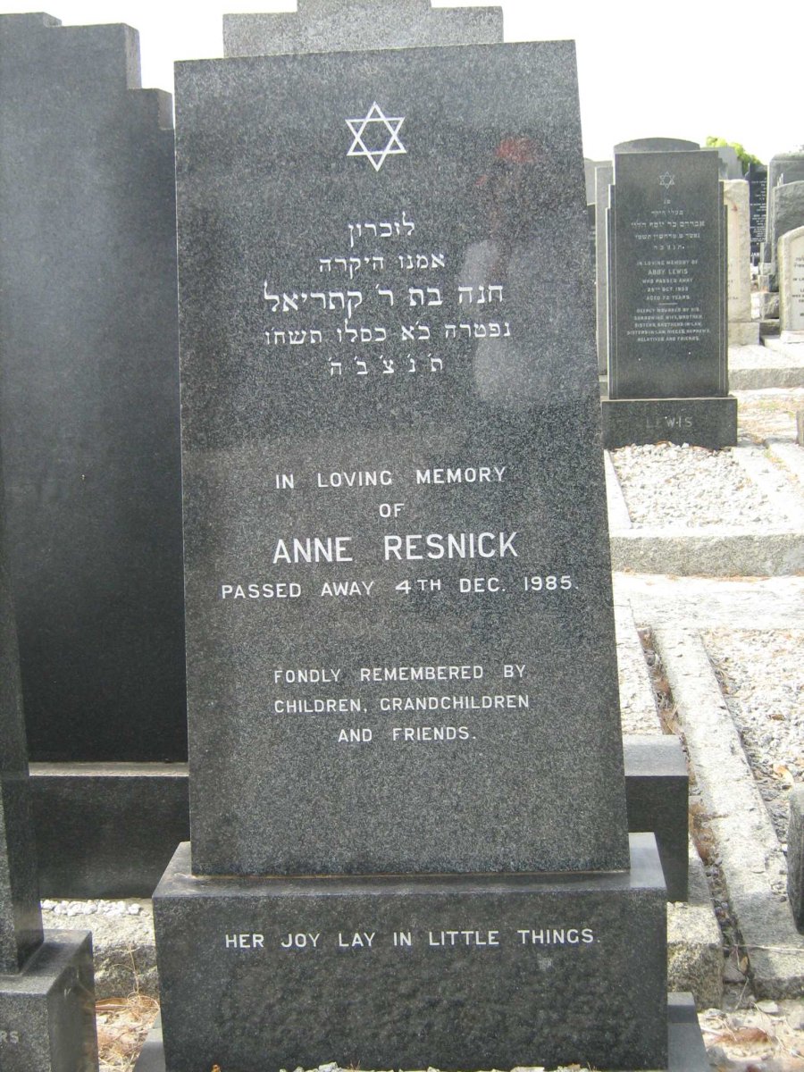 RESNICK Anne -1985