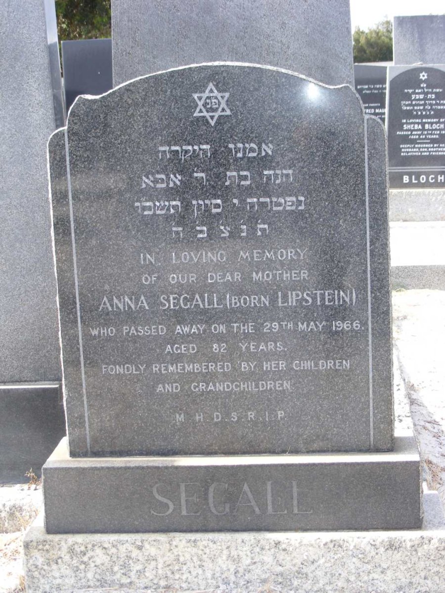 SEGALL Anna nee LIPSTEIN -1966