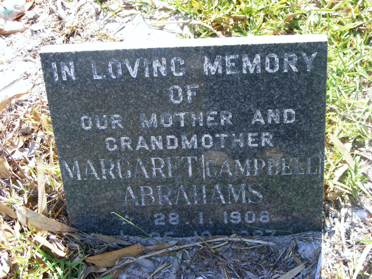 ABRAHAMS Margaret nee CAMPBELL 1908-1987