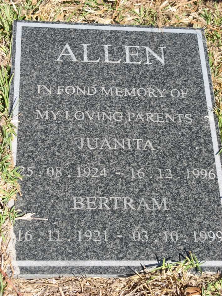 ALLEN Bertram 1921-1999 &amp; Juanita 1924-1996
