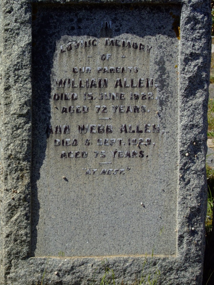ALLEN William -1922 &amp; Ann Webb -1929