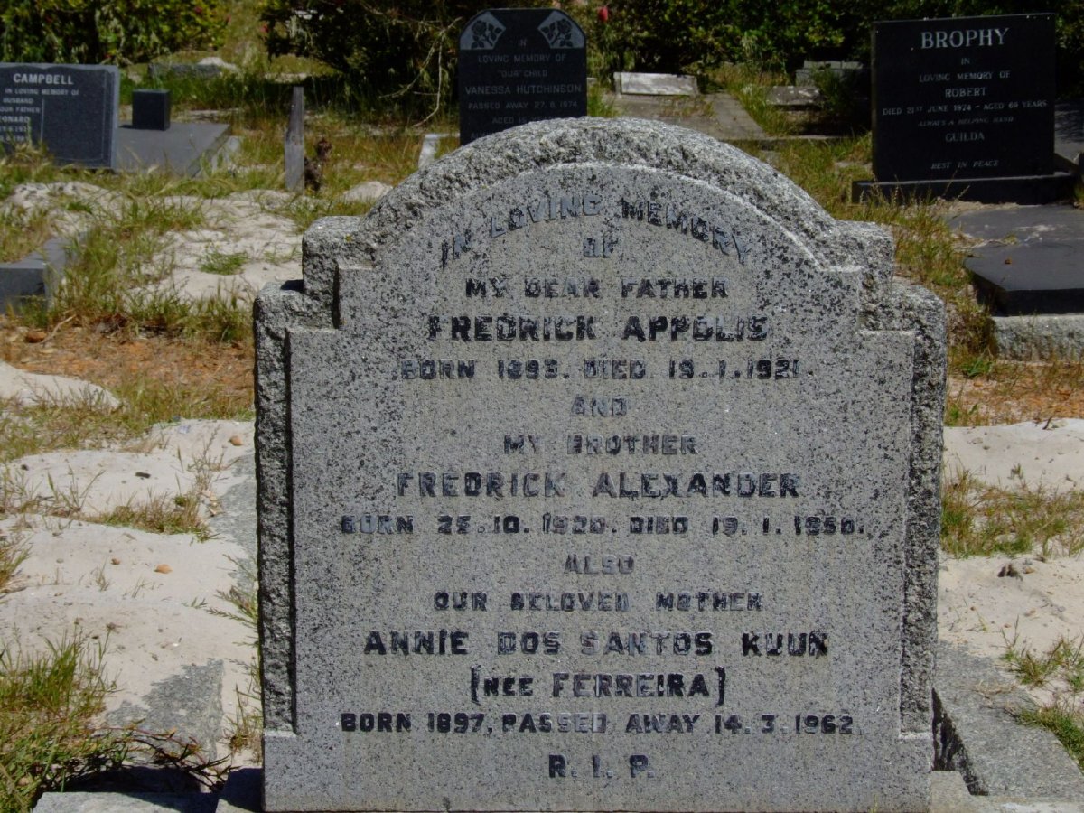 APPOLIS Fredrick 1893-1921 :: APPOLIS Fredrick Alexander 1920-1950