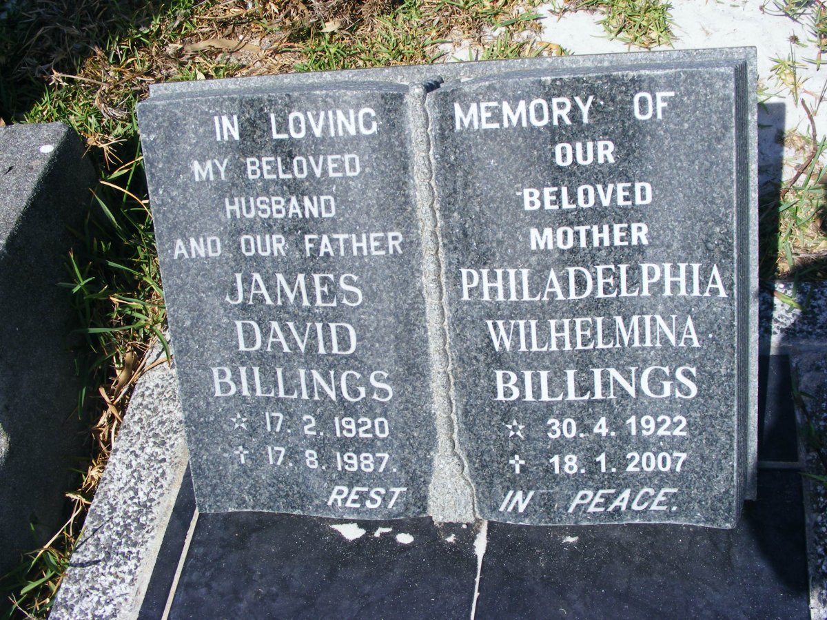 BILLINGS James David 1920-1987 &amp; Philadelphia Wilhelmina 1922-2007