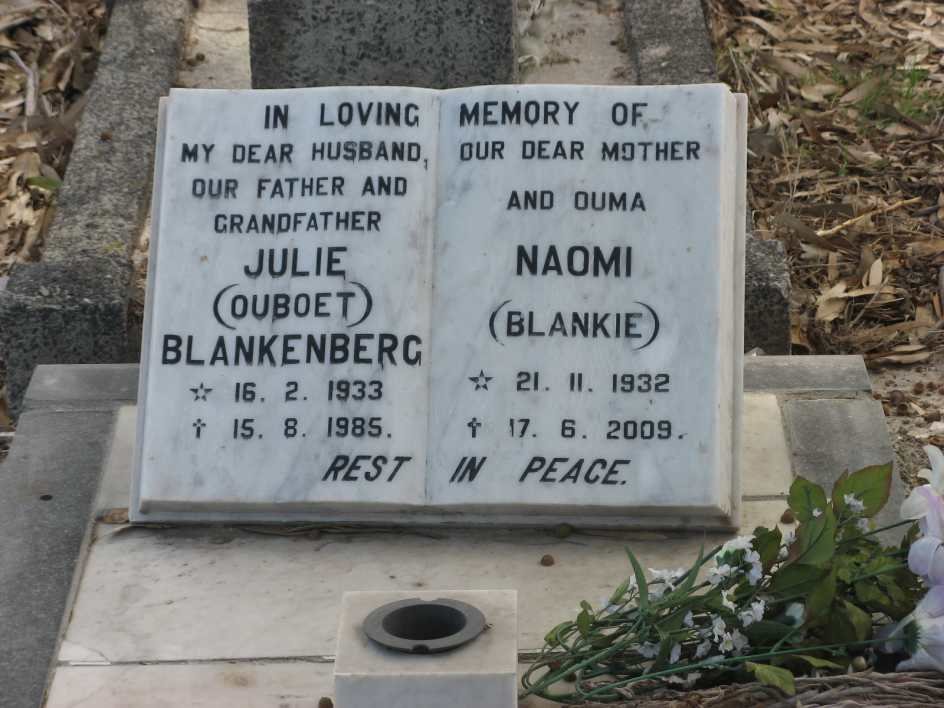 BLANKENBERG Julie 1933-1985 &amp; Naomi 1932-1909
