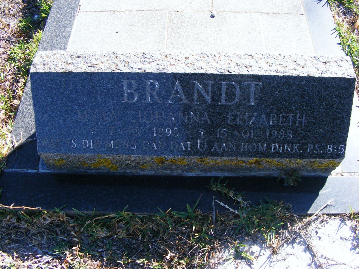 BRANDT Myra Johanna Elizabeth 1895-1988