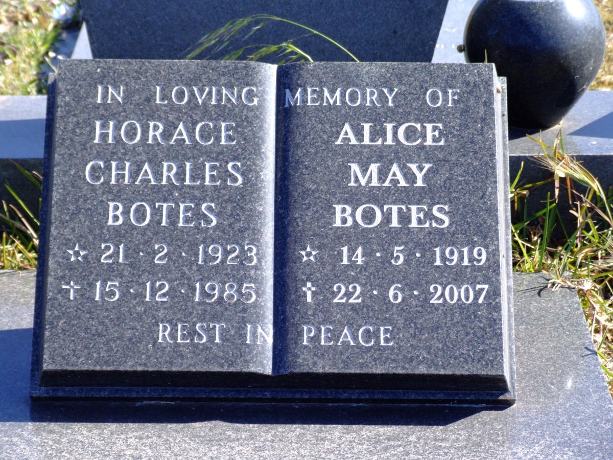 BOTES Horace Charles 1923-1985 &amp; Alice May 1919-2007