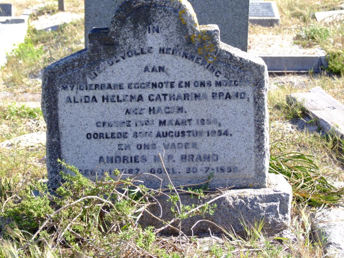 BRAND Andries N.P. 1887-195?8 &amp; Alida Helena Catharina HAGEM 1884-1954