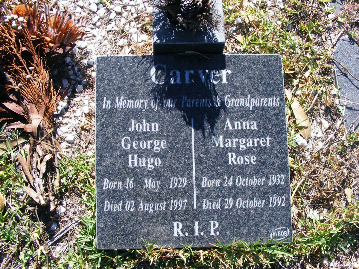 CARVER John George Hugo 1929-1997 &amp; Anna Margaret Rose 1932-1992