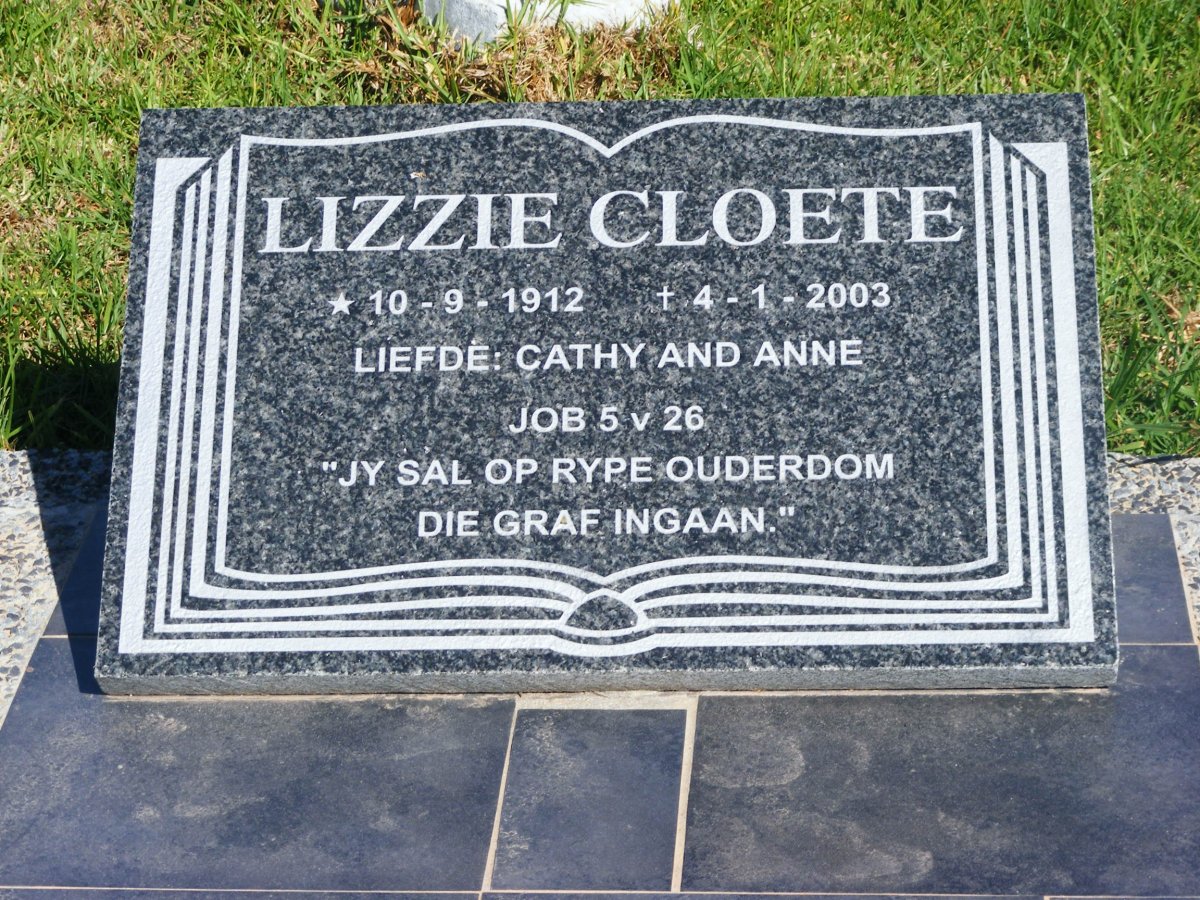 CLOETE Lizzie 1912-2003