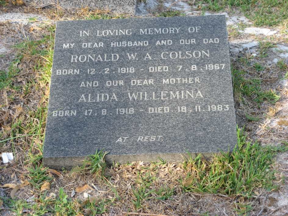 COLSON Ronald W.A. 1918-1967 &amp; Alida Willemina 1918-1983