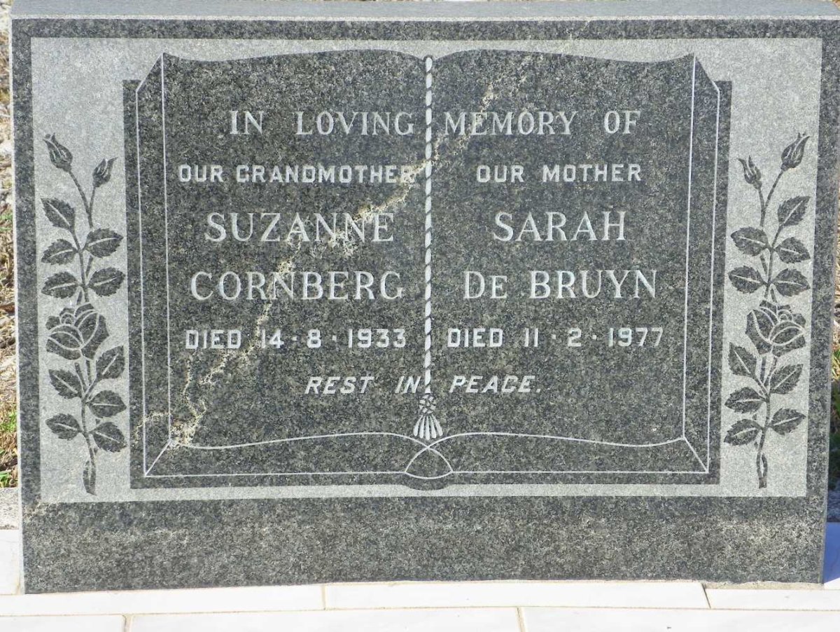 CORNBERG Suzanne -1933 :: DE BRUYN Sarah -1977