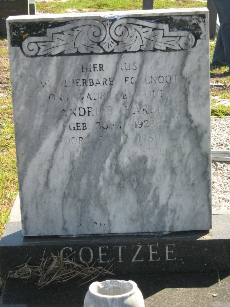 COETZEE Andries Karel 1923-1980 &amp; Hester Wilhelmina NELSON 1924-199?