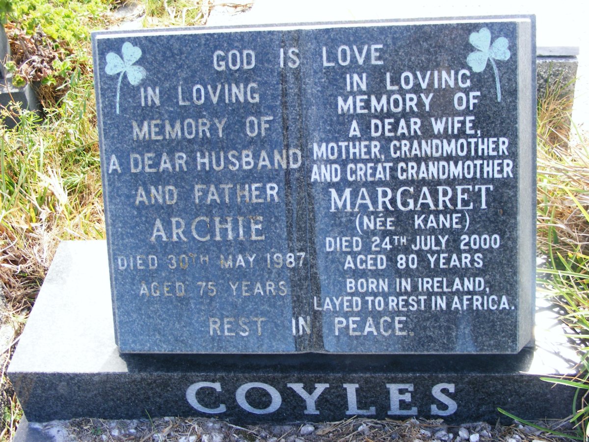 COYLES Archie -1987 &amp; Margaret KANE -2000