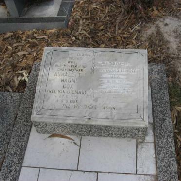 COX Manabas Henry 1927-1987 &amp; Annaletta Naomi VAN DIEMAN 1929-1985