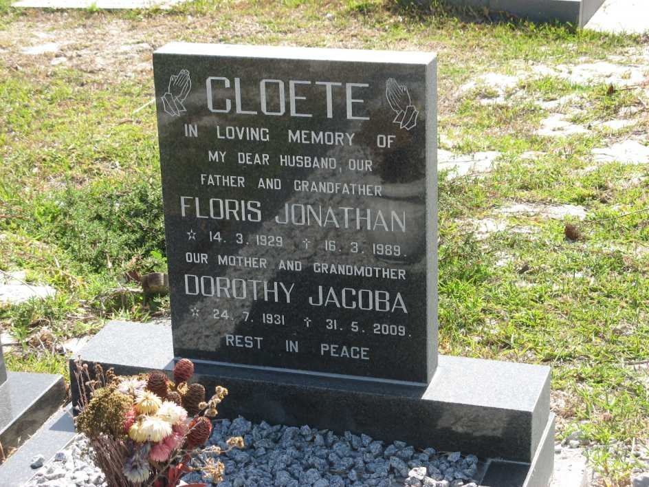 CLOETE Floris Jonathan 1929-1989 &amp; Dorothy Jacoba 1931-2009