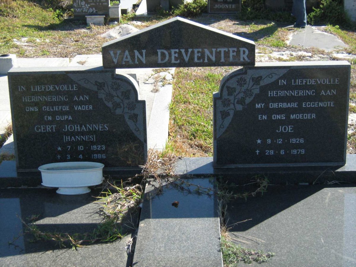 DEVENTER Gert Johannes, van 1923-1986 &amp; Joe 1926-1979