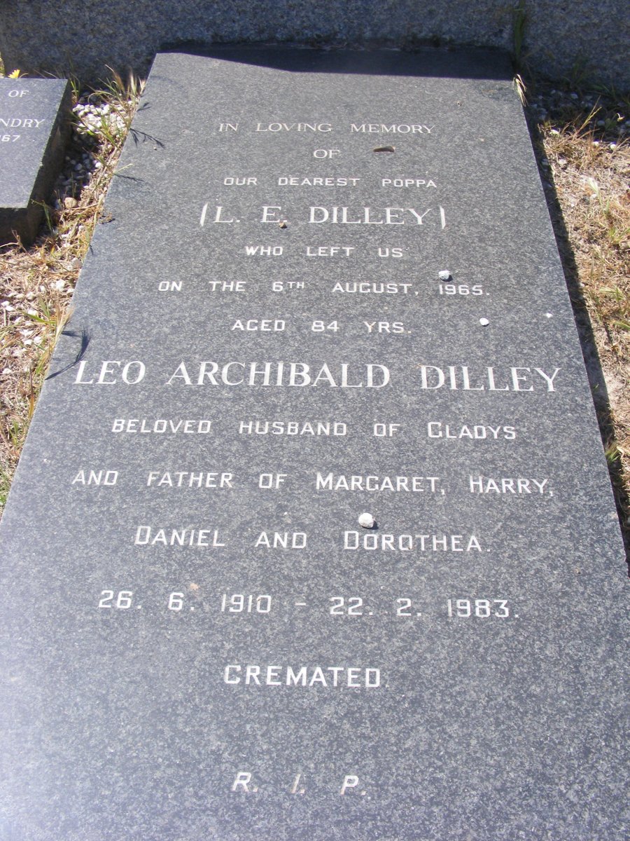 HOUGHTON Emily -1944 :: DILLEY L.E. -1965 &amp; Margaret Anne -1943 :: DILLEY Leo Archibald 1910-1983