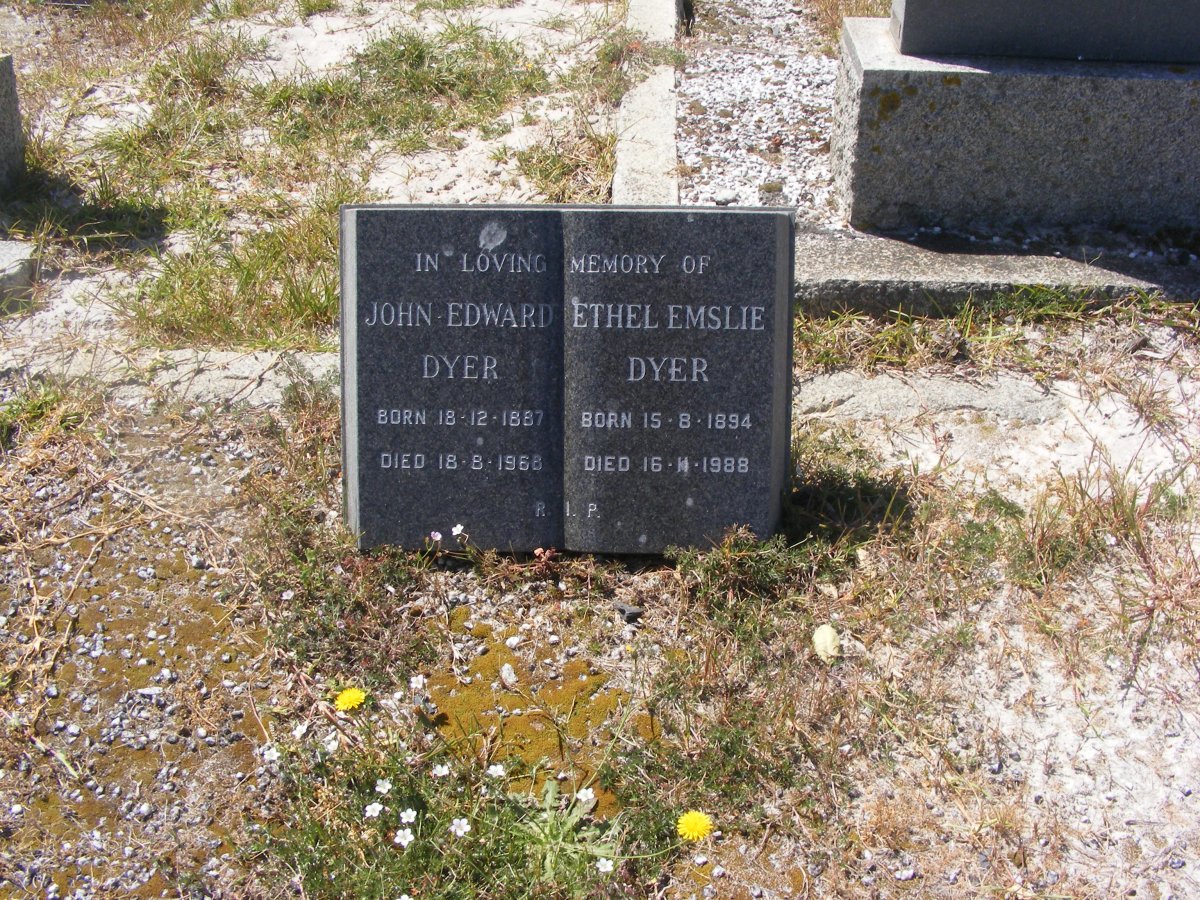 DYER John Edward 1887-1968 &amp; Ethel Emslie 1894-1988