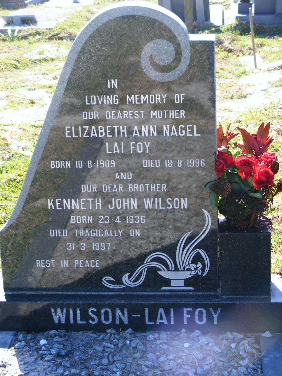 FOY Elizabeth Ann Nagel, LAI 1909-1996 :: WILSON Kenneth John 1936-1997