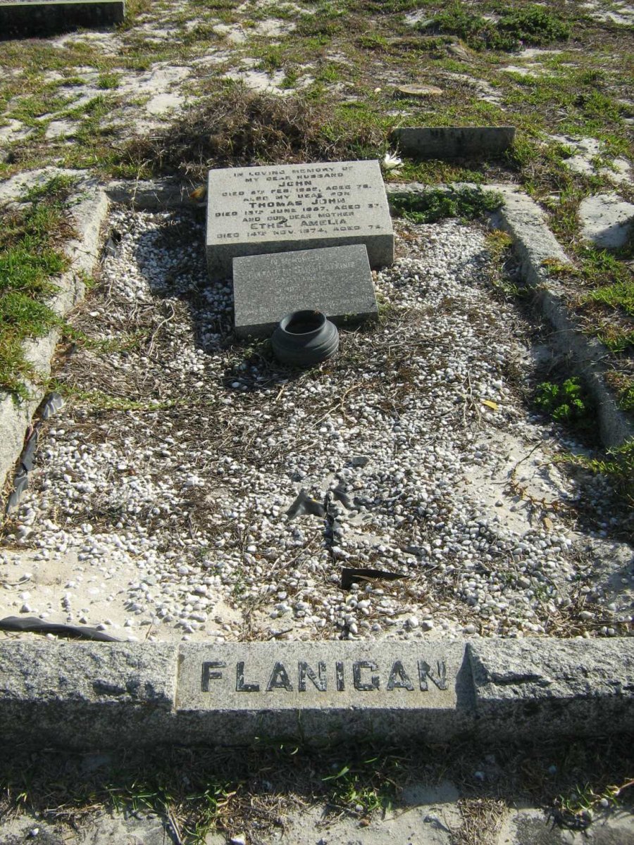 FLANIGAN John -1959 :: FLANIGAN  Thomas John -1957 :: FLANIGAN  Ethel Amelia -1974 :: ATKINS Elizabeth Sarah