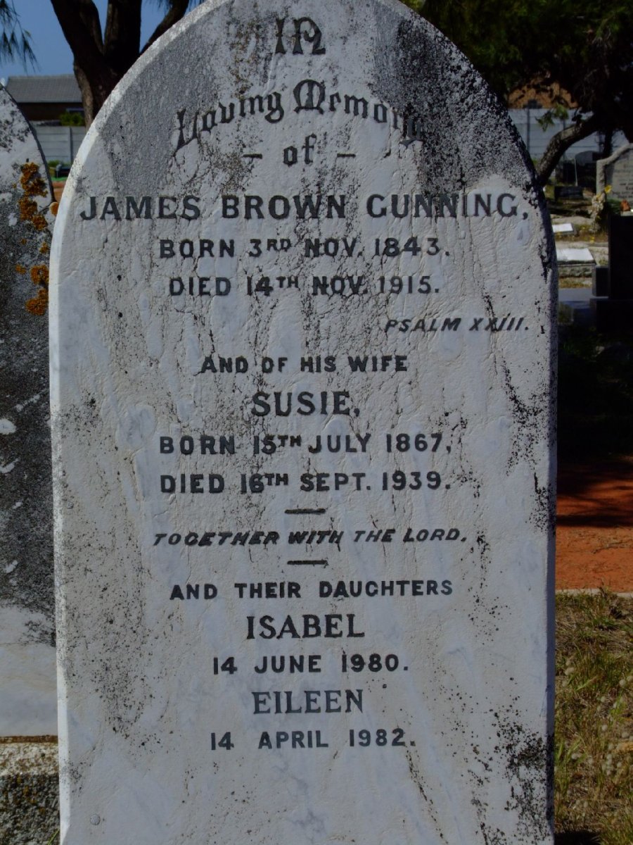 GUNNING James Brown 1843-1915 &amp; Susie 1867-1939