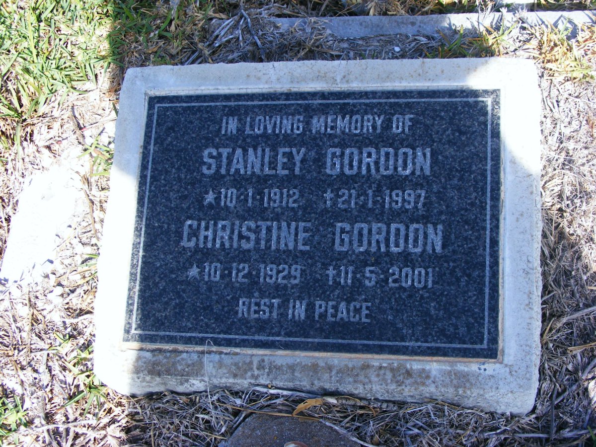 GORDON Stanley 1912-1997 &amp; Christine 1929-2001