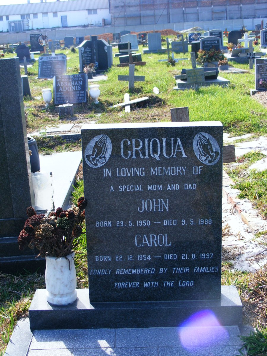 GRIQUA John 1950-1998 &amp; Carol 1954-1997