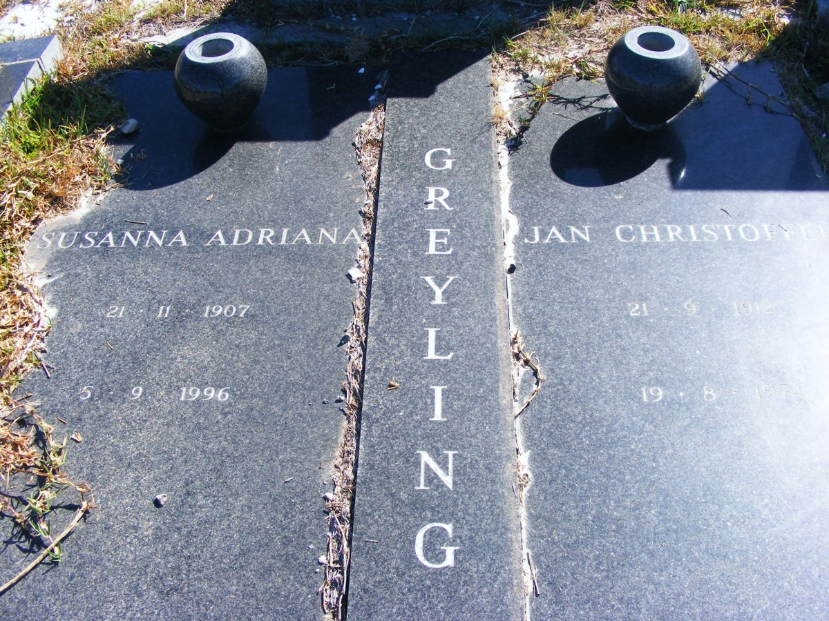 GREYLING Jan Christoffel 1912-1974 &amp; Susanna Adriana 1907-1996