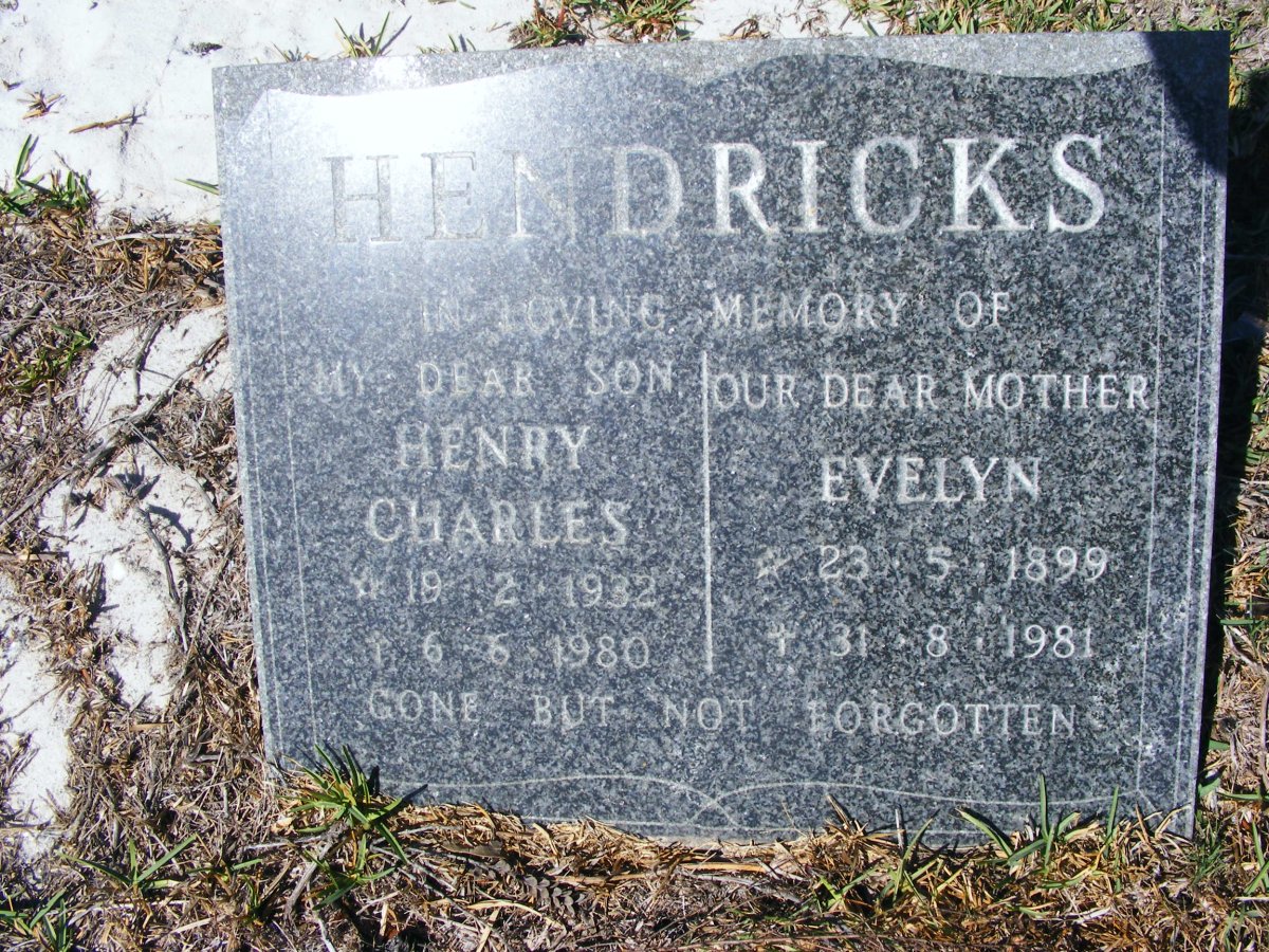 HENDRICKS Evelyn 1899-1981 :: HENDRICKS Henry Charles 1932-1980