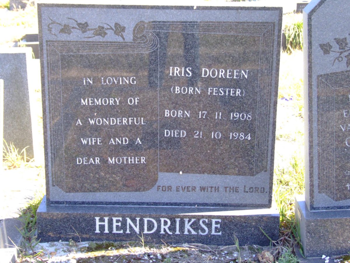 HENDRIKSE Iris Doreen nee FESTER 1908-1984