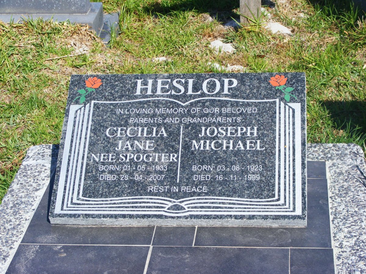 HESLOP Joseph Michael 1923-1999 &amp; Cecilia Jane SPOGTER 1933-2007