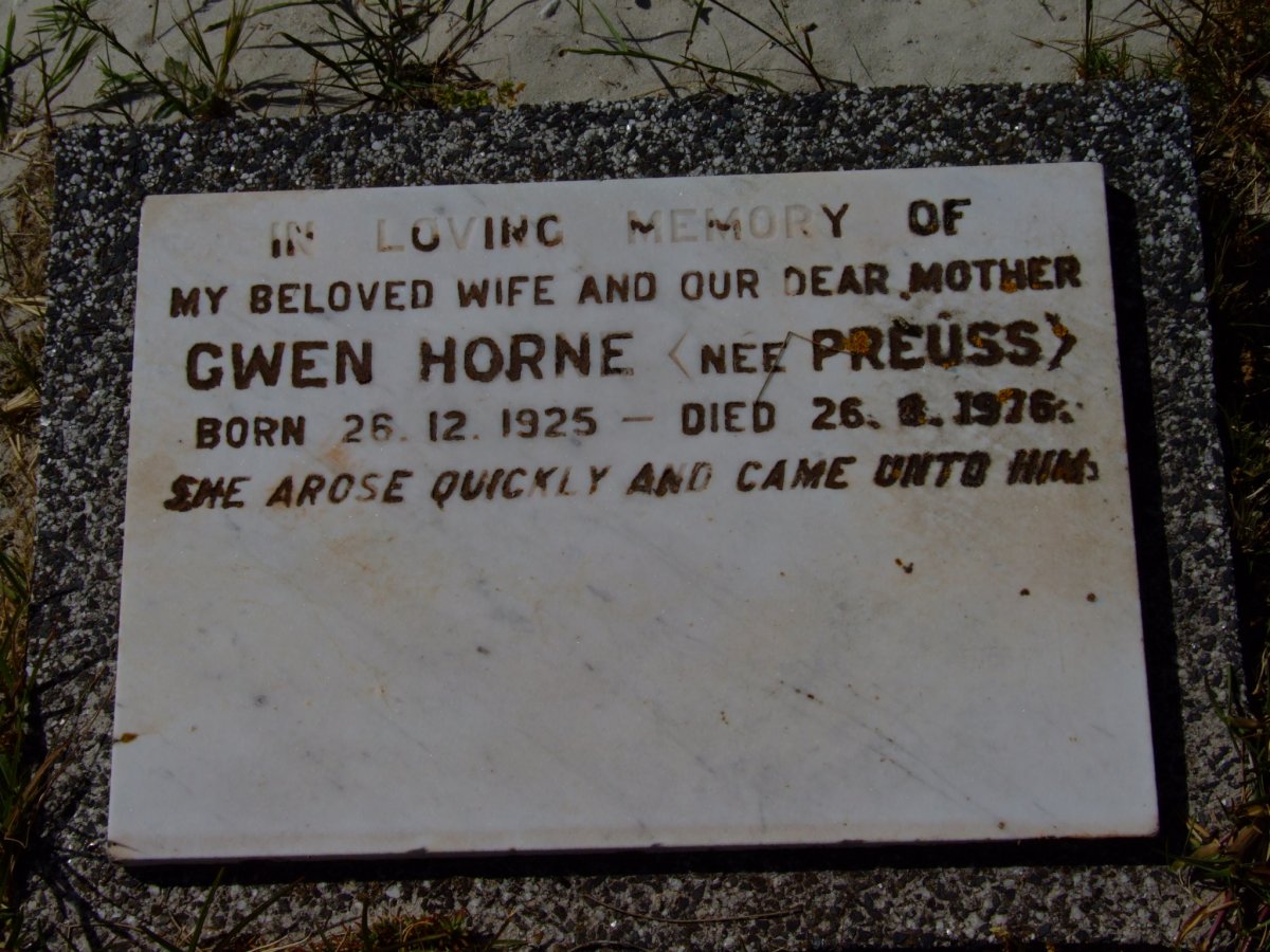 HORNE Gwen nee PREÛSS 1925-1976