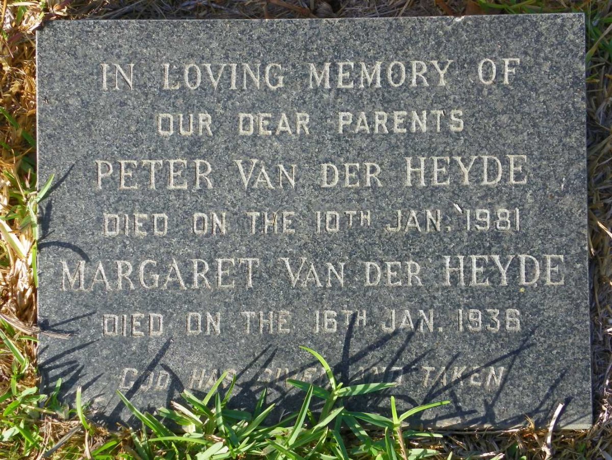 HEYDE Peter, van der -1981 &amp; Margaret -1936