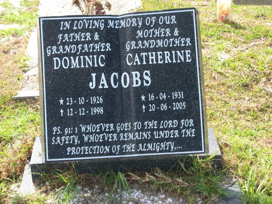 JACOBS Dominic 1926-1998 &amp; Catherine 1931-2005