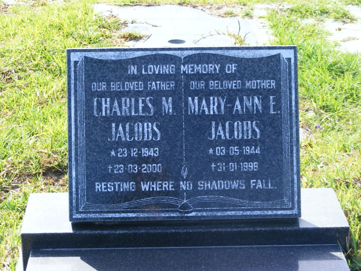 JACOBS Charles M. 1943-2000 &amp; Mary-Ann E. 1944-1998